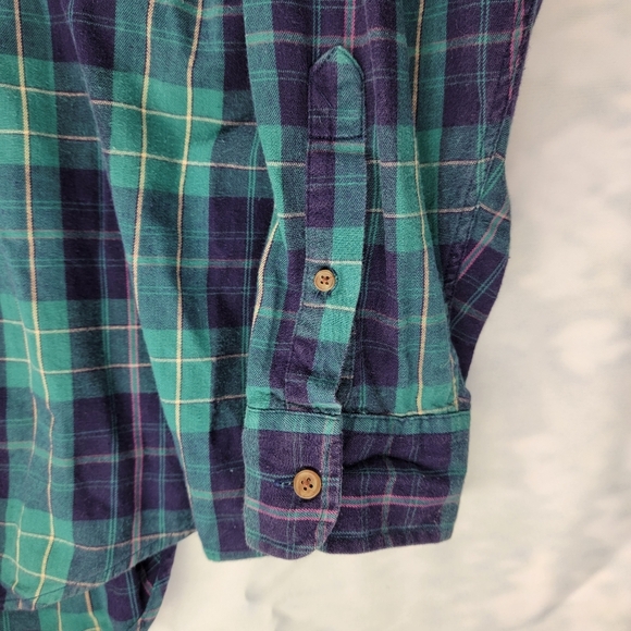 Vintage Arrow Carriage Trade XL Flannel US Made Long Sleeve Purple Green Plaid - Picture 4 of 7